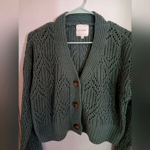 Sage Green Pointelle Sweater